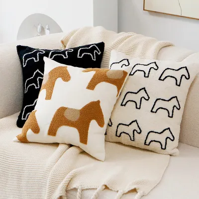 Simple Solid Color Double-Sided Rabbit Velvet Thick Strip Home Living Room Sofa Cushion Cover
