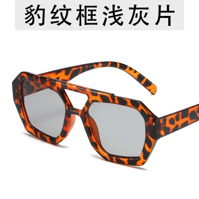 Fashion Multilateral Leopard Sunglasses With PC Frame