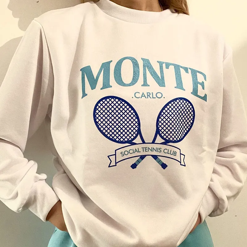 Women's Badminton Racket Print Street Hipster Pullover Sweatshirt