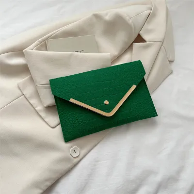 Women Simple Solid Color Felt Envelope Purse Street Trend