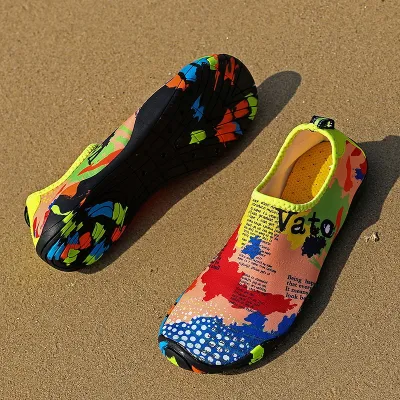Outdoor Beach Swimming Unisex Wading Shoes Low Top Nylon Leather Rubber Sole