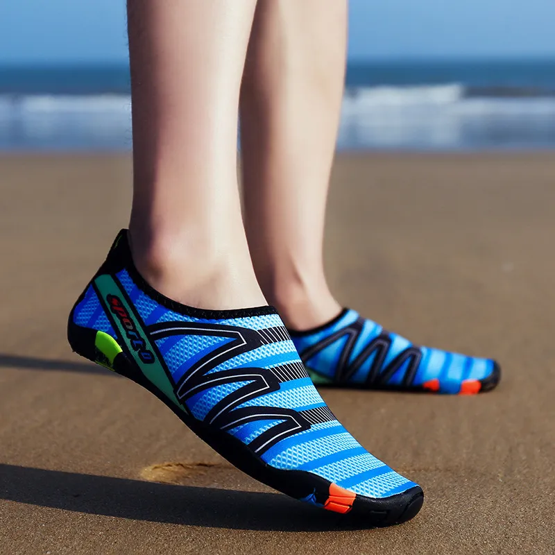 Outdoor Beach Swimming Unisex Wading Shoes Low Top Nylon Leather Rubber Sole