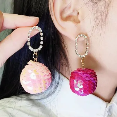 Fashion Multicolor Sequins Round Ball Earrings