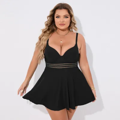 Women Plus Size Sling Tankini Swimsuit Set