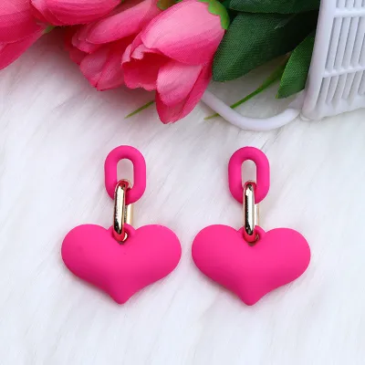 Acrylic Heart Candy Color Fashion Earrings