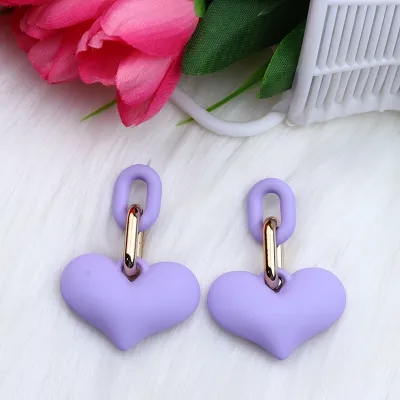 Acrylic Heart Candy Color Fashion Earrings