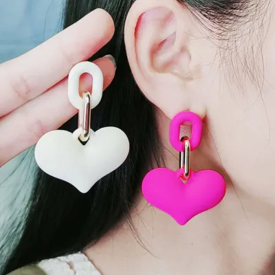 Fashion Acrylic Heart Candy Color Earrings