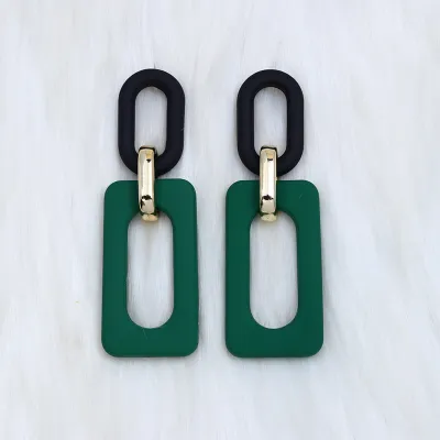 Fashion Rectangular Hollow Stitching Acrylic Earrings