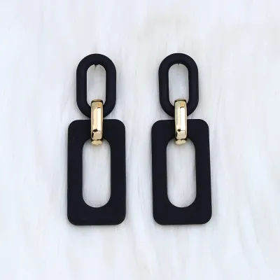 Fashion Rectangular Hollow Stitching Acrylic Earrings
