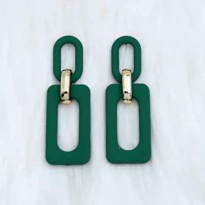 Fashion Rectangular Hollow Stitching Acrylic Earrings