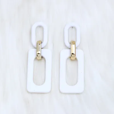 Fashion Rectangular Hollow Stitching Acrylic Earrings