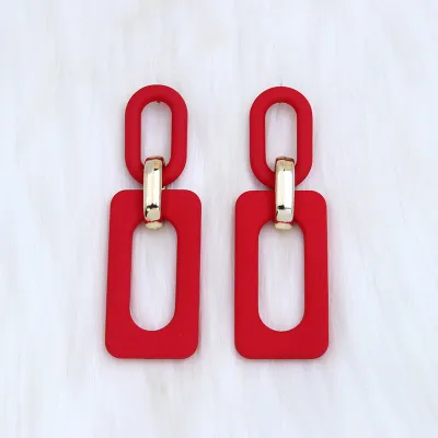 Fashion Rectangular Hollow Stitching Acrylic Earrings