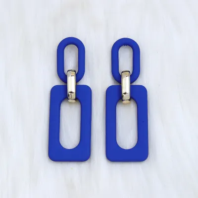Fashion Rectangular Hollow Stitching Acrylic Earrings