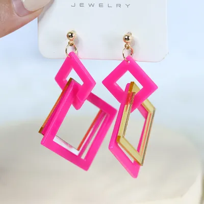 Fashion Acrylic Geometric Stitching Earrings Simple Commuter Style