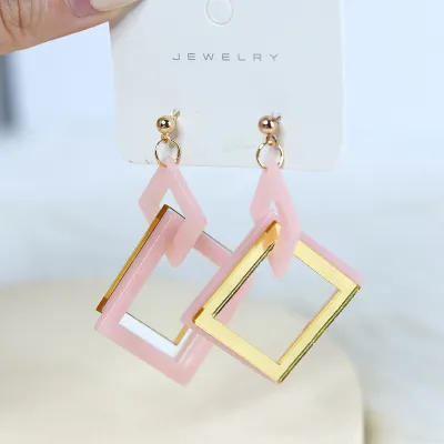 Fashion Acrylic Geometric Stitching Earrings Simple Commuter Style