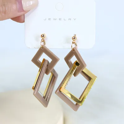 Fashion Acrylic Geometric Stitching Earrings Simple Commuter Style