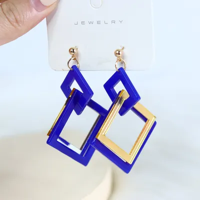 Fashion Acrylic Geometric Stitching Earrings Simple Commuter Style