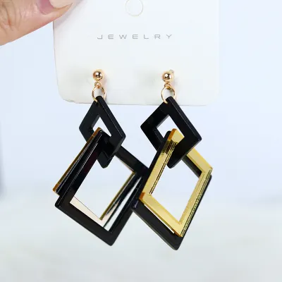 Fashion Acrylic Geometric Stitching Earrings Simple Commuter Style