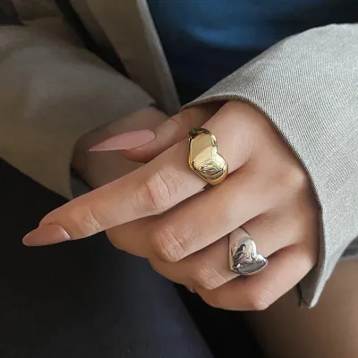 Women Fashion Smooth Heart-Shaped Open Ring