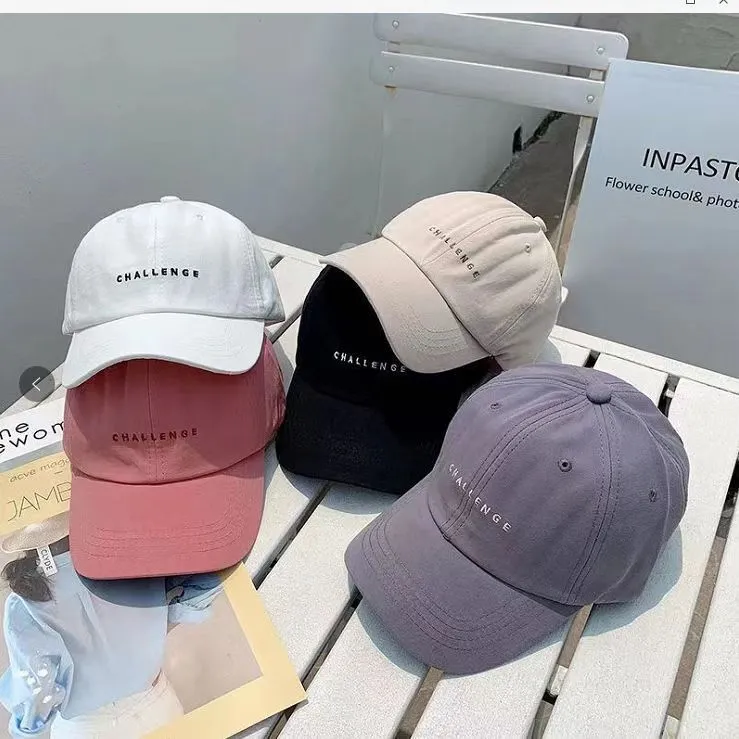 Women's Fashion Solid Color Letter Embroidered Cotton Cap