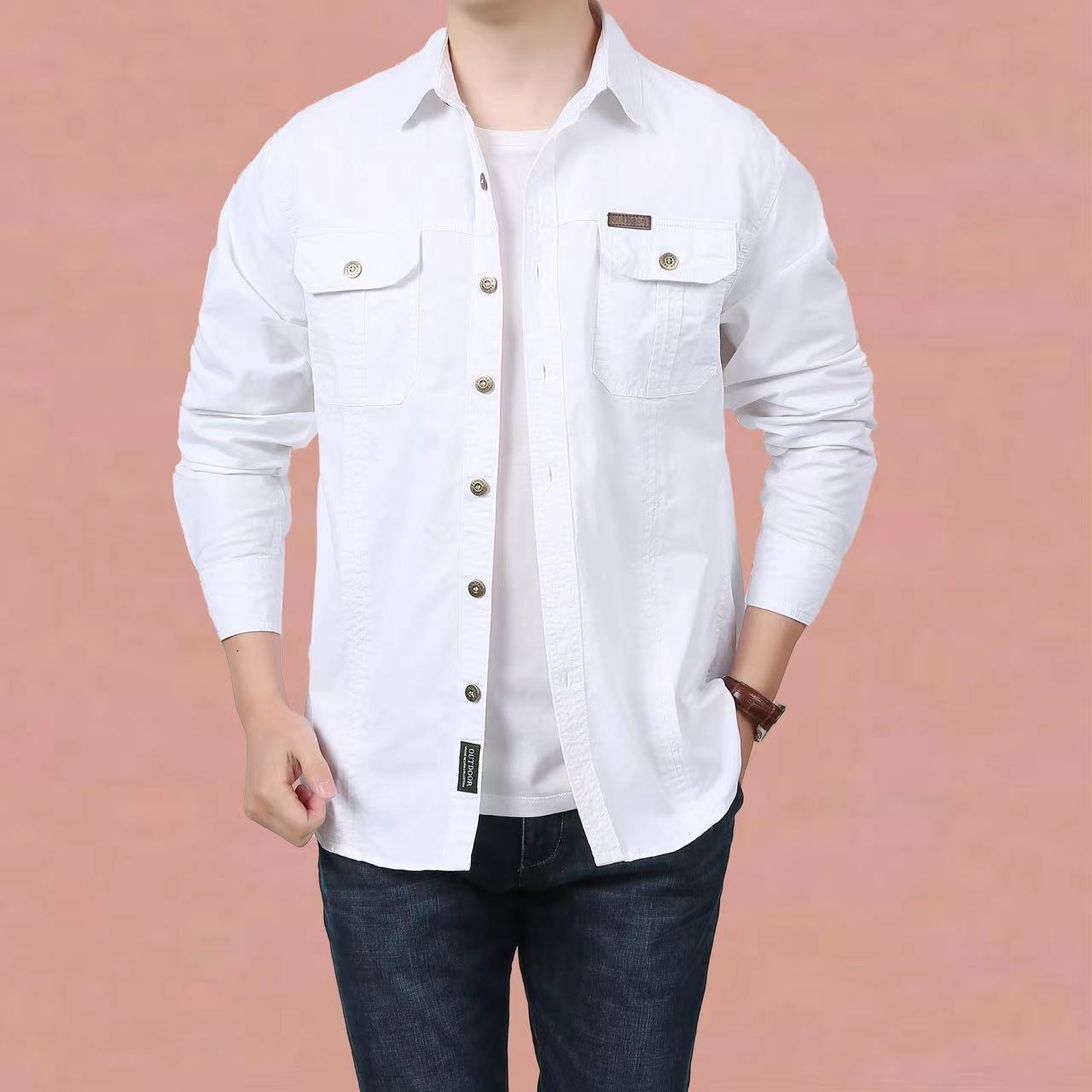 Wholesale Men Spring Autumn Fashion Casual Solid Color Plus