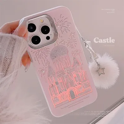 Women Gradient Dream Castle Fireworks Laser Apple Mobile Phone Hard Shell Protective Case