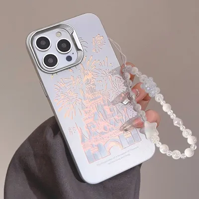 Women Gradient Dream Castle Fireworks Laser Apple Mobile Phone Hard Shell Protective Case