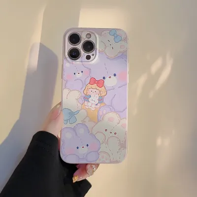 Women Cartoon Cute Graffiti Oil Painting Puppy Apple Mobile Phone Soft TPU Protective Case