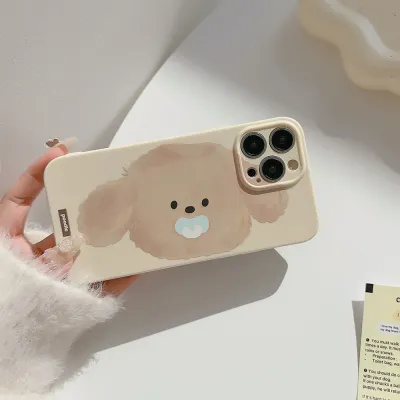 Women Cartoon Cute Graffiti Oil Painting Puppy Apple Mobile Phone Soft TPU Protective Case