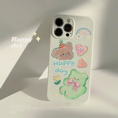 Women Cartoon Cute Graffiti Oil Painting Puppy Apple Mobile Phone Soft TPU Protective Case