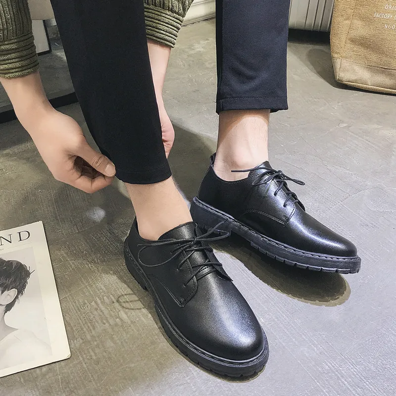 Men Fashion Casual British Style Lace-Up PU Leather Shoes