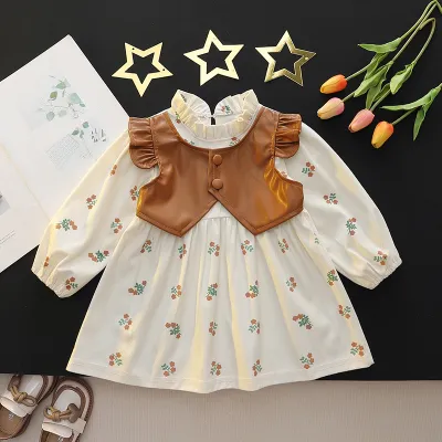 Kids Baby Girls Spring Autumn Casual Cute Tiny Flower Long Sleeve Princess Dress