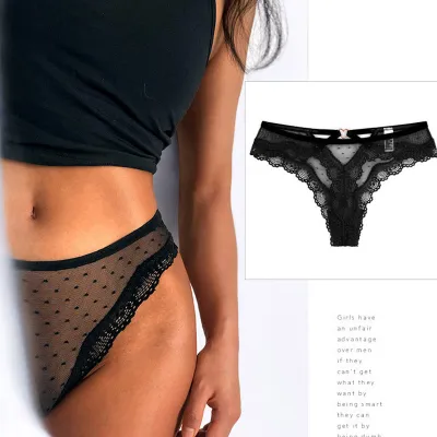 Women Fashion Sexy Lace Hollow Pure Transparent Panties
