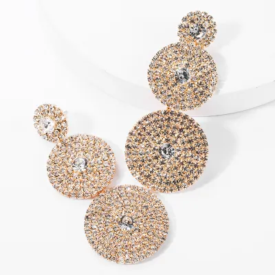 Exaggerated Rhinestone Round Party Wedding Earrings Instagram Style Geometric