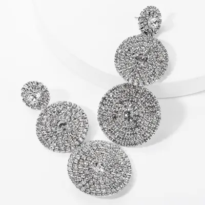 Exaggerated Rhinestone Round Party Wedding Earrings Instagram Style Geometric