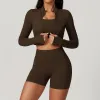 Long Sleeve Bra Shorts Coffee