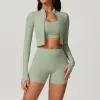 Long Sleeve Bra Shorts Pea Green