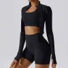 Long Sleeve Bra Shorts Premium Black