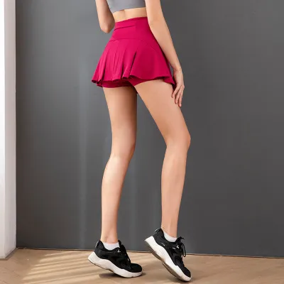 Women Solid Color Tennis Sport Skirt