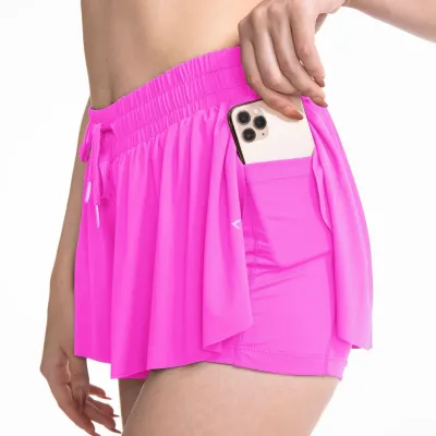 Women's Solid Color Tennis Badminton Sports Skirt with Drawstring Waist
