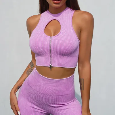 Women Yoga Tank And Shorts Sports Set - Sleeveless Crewneck