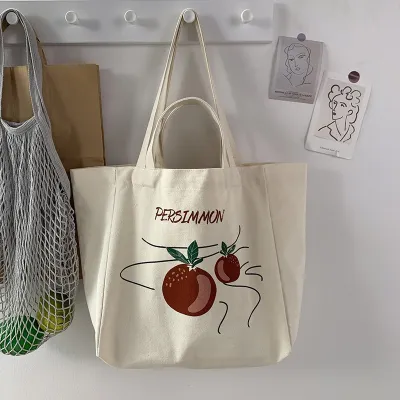 Women Fashionable Simple Letter Print Plaid Large Capacity Canvas Tote Bag