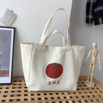 Women Fashionable Simple Letter Print Plaid Large Capacity Canvas Tote Bag