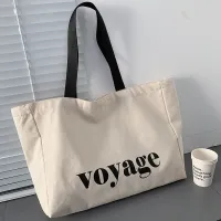 Women Fashionable Simple Letter Large Capacity Canvas Tote Bag