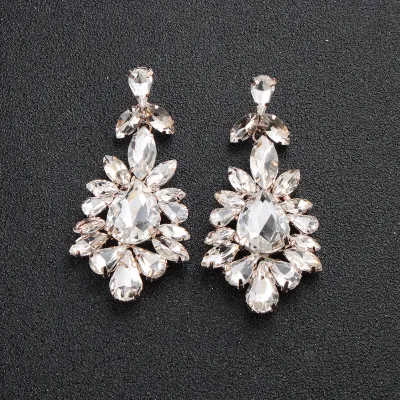 Exaggerated Fashion Leaf Rhinestone Alloy Earrings