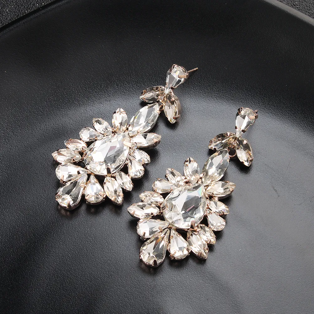 Exaggerated Fashion Leaf Rhinestone Alloy Earrings