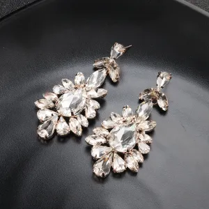 Exaggerated Fashion Leaf Rhinestone Alloy Earrings