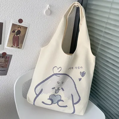 Summer Women Casual Canvas Tote Bag with Leaf Flower Print