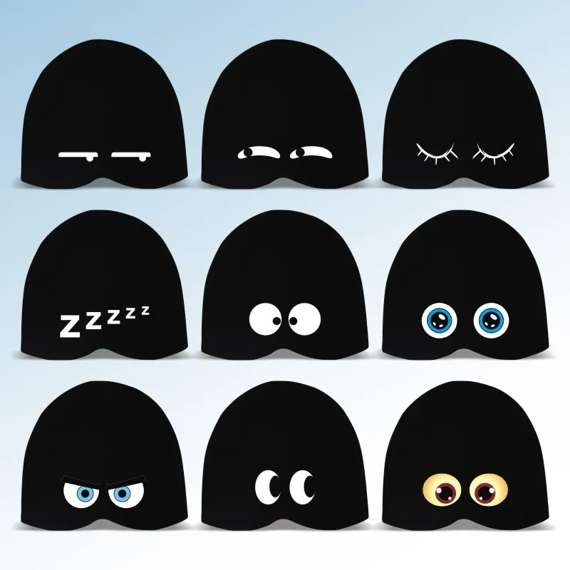 Simple Neutral Solid Color Funny Expression Print Cotton Headscarf Hat
