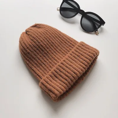 Winter Neutral Simple Solid Color Warm Acrylic Beanie Dome Top